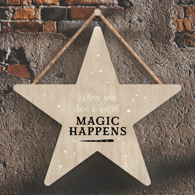 When You Love a Witch Wooden Star Plaque