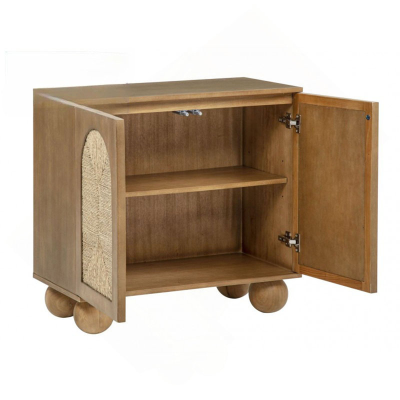 Boho 31 po Armoire décorative, meuble de rangement pour le hall d'entrée avec pieds en forme de boule et portes arquées