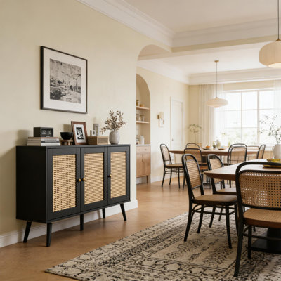 Buffet 47,2 "en rotin avec tablettes réglables pour la cuisine, le salon, le vestibule
