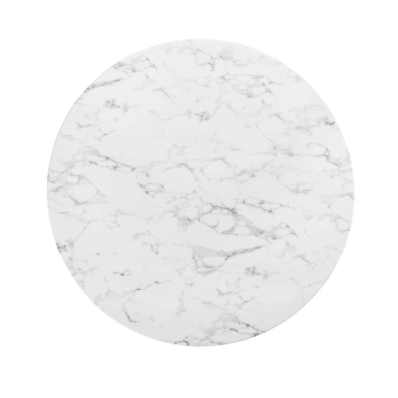  Table de salle à manger en marbre artificiel Lippa, H 29,5 po x L 47 po x l 47 po, Doré, Blanc