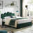 Velvet Palm-shaped Headboard Queen Bed Frame with Lift Up Storage, No Box Spring Needed, Green-1604685467-1602480140