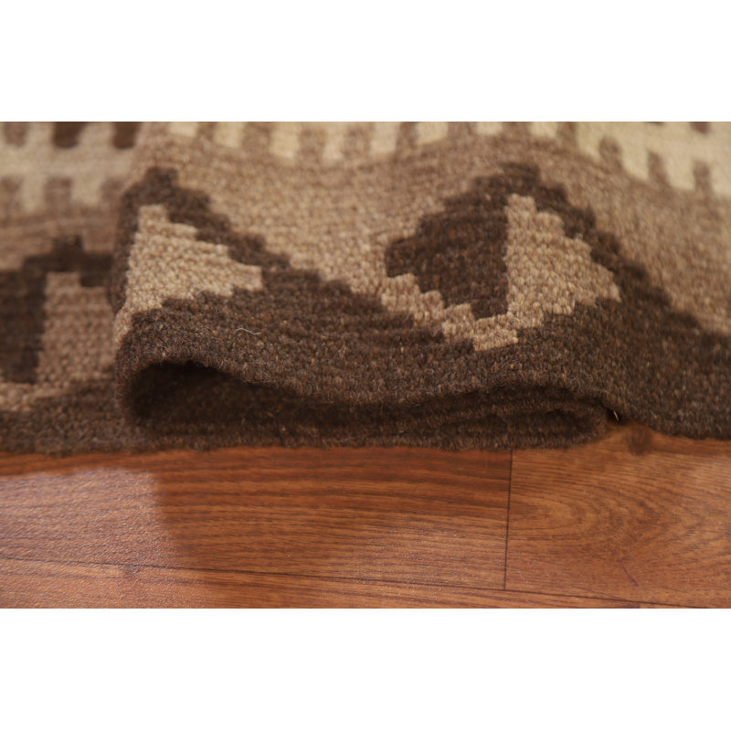 Reversible Wool Kilim Brown Area Rug 3x5