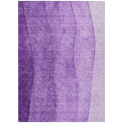 8' X 10' Purple And Lavender Ombre Washable Indoor Outdoor Area Rug