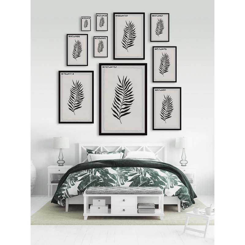 Black Fern Leaf - Single Picture Frame Painting, 91cm H x 61cm W x 3.81cm D