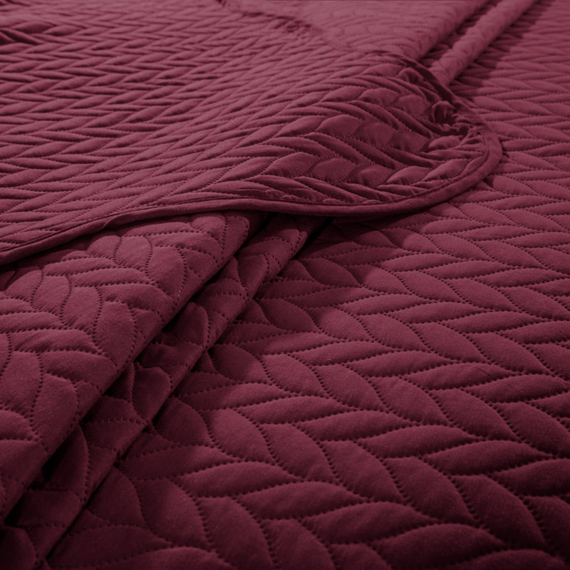 Ensemble de couvre-lit en microfibre , Couvre-lit simple et 1 taie décorative, Bourgogne