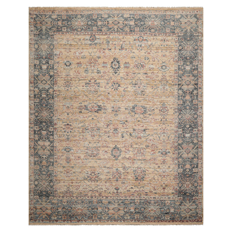 Tapis oriental beige en laine nouée à la main 8 x 8 8 pi