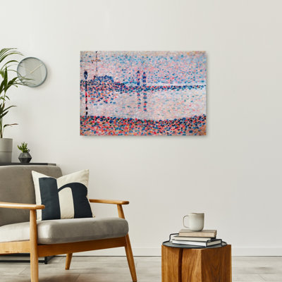 Study For The Channel At Gravelines Classic Colorful Abstract Orchid Beach Landscape Wall Art Print by Georges Seurat - 1 Piece Wrapped Canvas Wall Art