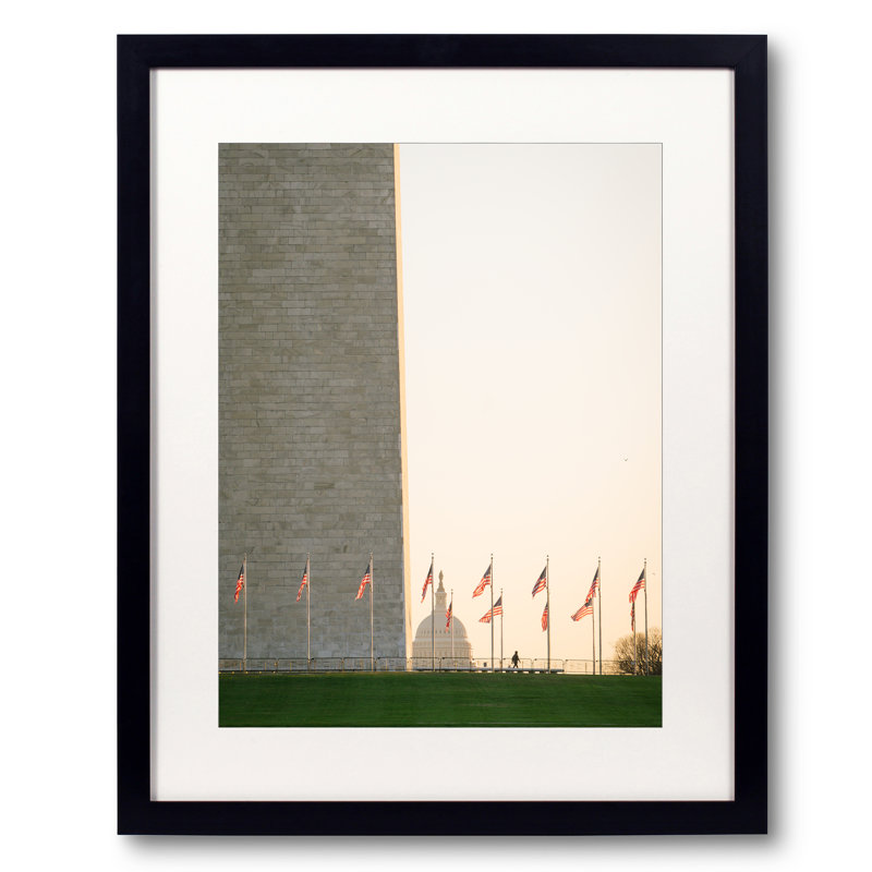 Washington Monument Flags Print by Angela Pan, Black Framed Paper, 21.25" H x 17.25" W