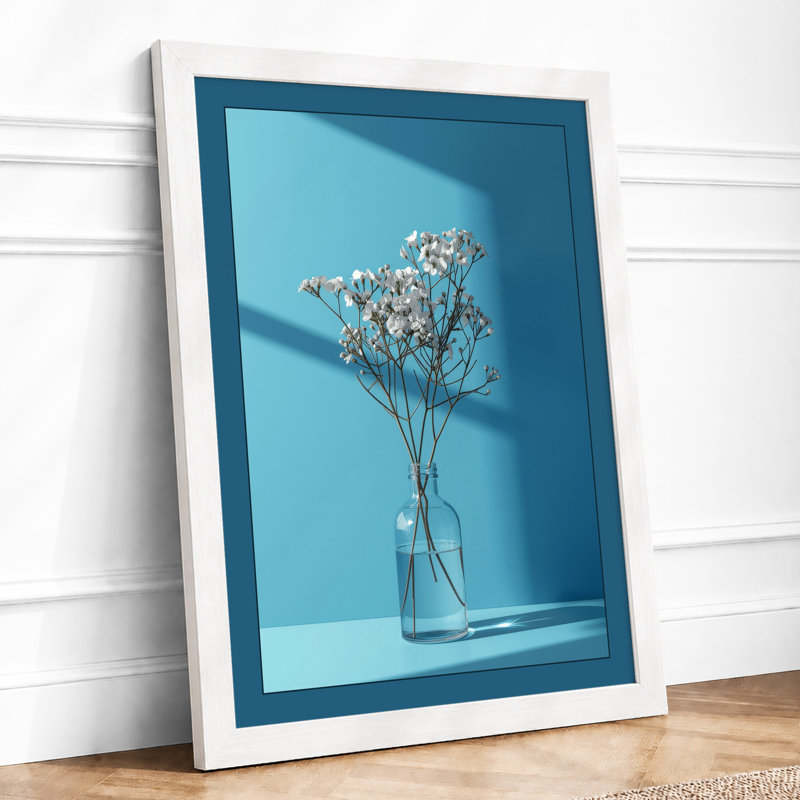 Baby's Breath In Blue Minimalist - Print, A3 - 42.0 x 29.7 cm, White