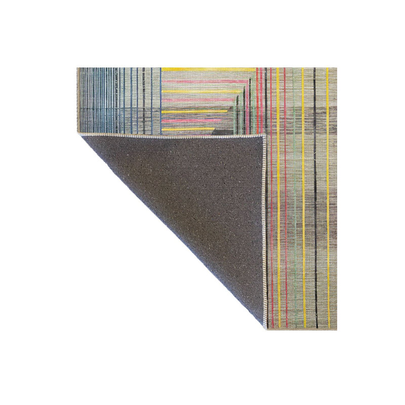 Tapis lavable à la machine à rayures, Rond 4 pi 11 po