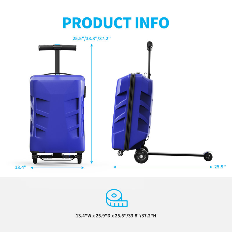 2-In-1 Scooter Suitcase - Kids and Adults Ride-On Luggage With Removable Handle, Airplane Approved Carry-On Trolley Suitcase In Blue/Pink