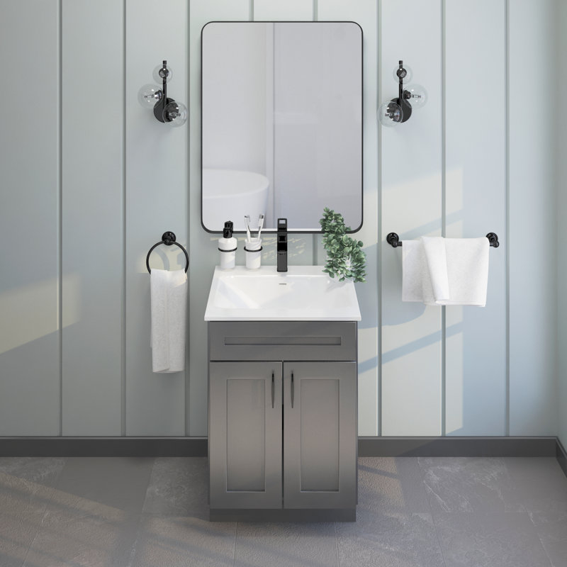Armoire de meuble-lavabo 24 po gris Shaker