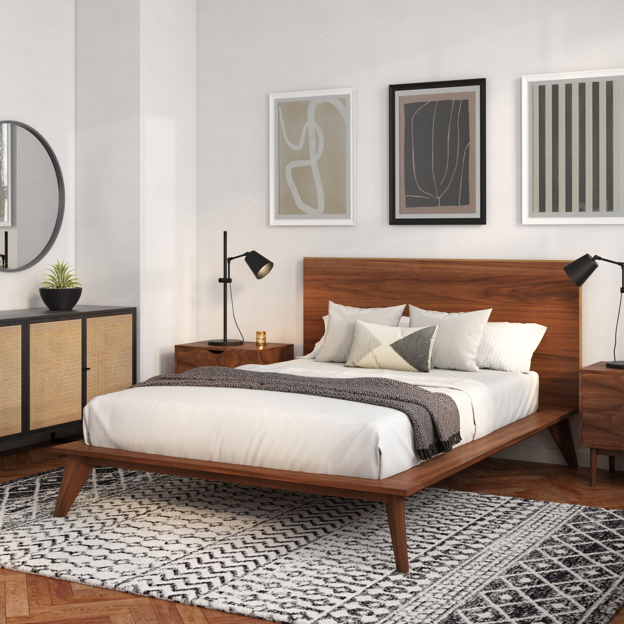 Florian Platform Bed, Full / Double, Black