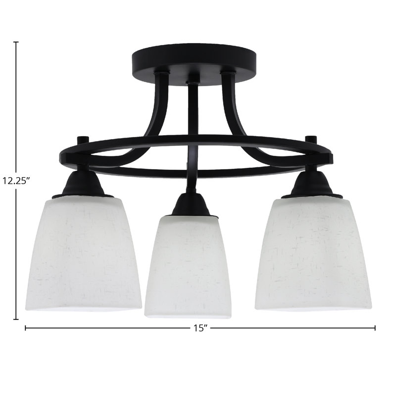 Paramount 3 Light Semi-Flush Shown In Matte Black Finish With 4.5" Square White Muslin Glass