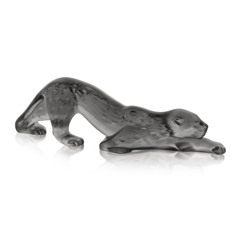 Zeila Panther Figurine, Gray, 4.33" H x 14.37" W x 2.95" D