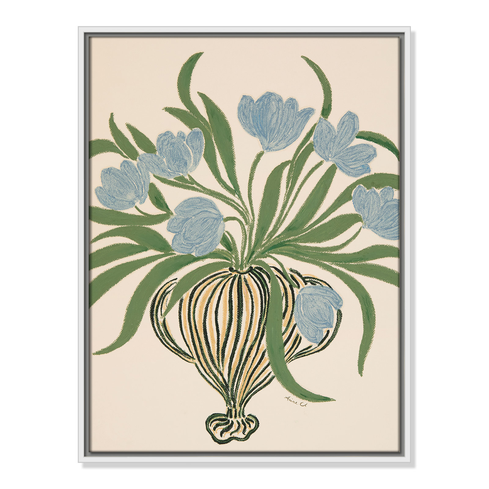 Colette "La Poire Blue Tulips" Print, 25.5" H x 19.5" W, White