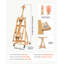 Studio H-Frame Easel Holds 1 or 2 Canvases up to 78.74" Art Easel, For Artists Painting, Solid Beech Wood Frame, Adjustable Height & Angle, Foldable & Movable with Swivel Wheels, Natural Color
