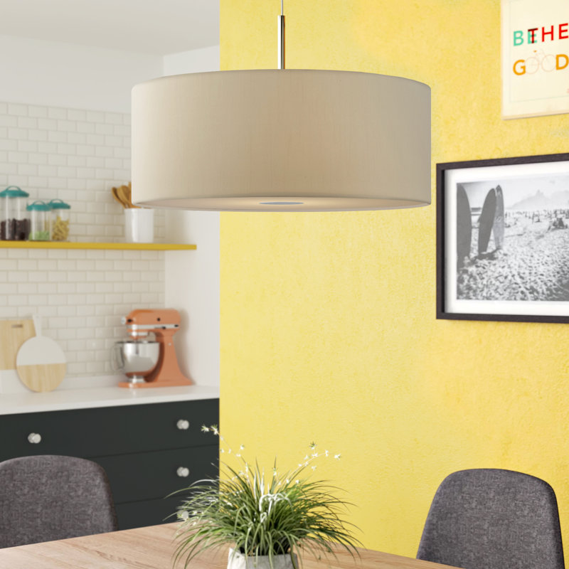 Desiree 3 - Light Drum Pendant, Taupe/Ecru