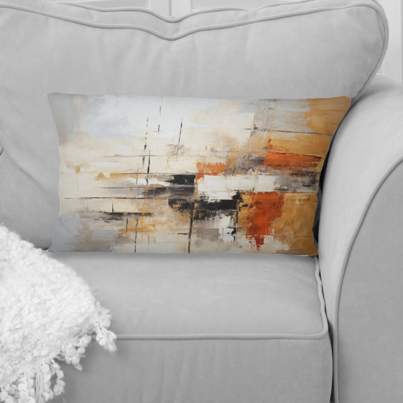 Coussin décoratif orange avec impressions abstraites fractales - fractales