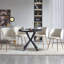 Ensemble 5 pièces de table de salle à manger et de chaises rondes, fauteuils en sherpa avec table noire-564043704-564043705