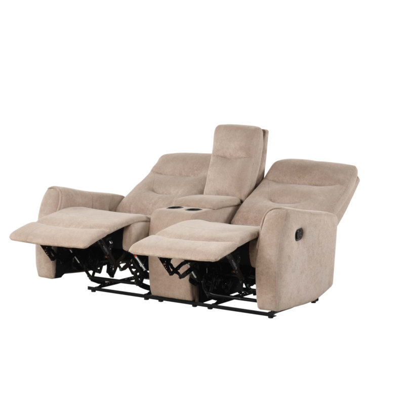 Causeuse inclinable Paterson avec console, porte-gobelets et tissu en velours de microsuède durable pour plus de confort et de commodité