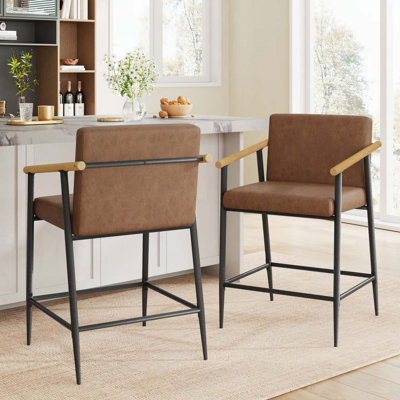 31" H Seat Height Upholstered Counter Stool with Metal Frame