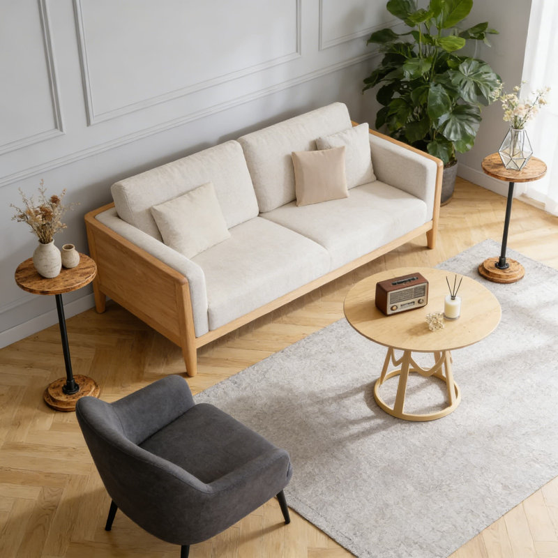 Compact Round Side Table With Rustic Wood Top And Metal Base, Space-Saving End Table For Living Room, Bedroom, Or Dorm