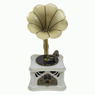 Mini haut-parleur Bluetooth blanc en bois avec radio rétro, son stéréo, sans fil Bluetooth, entrée AUX, lecture USB et prise casque 3,5 mm
