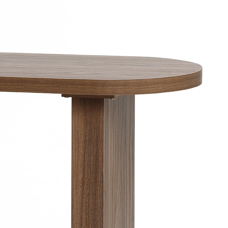 47.2" Modern Console Table with Travertine-Style Top and Walnut Finish