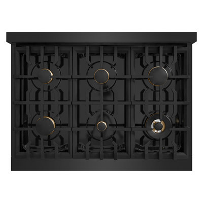 Autoportant ZLINE 36 po avec 6 brûleurs en acier inoxydable noir et accents bronze