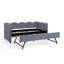 Lit de jour simple avec couchette bleu marine, lit en lin, conception, forme de vague, porto, multifonctionnel pour diverses occasions, coins arrondis, tissu confortable à assembler, forme, charge, hospitalité
