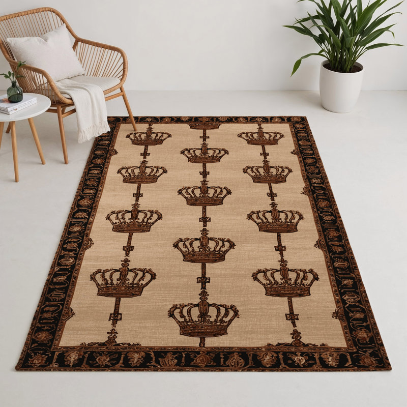 French Brown Indoor and Outdoor Area Rug, Rectangle 9' x 12'