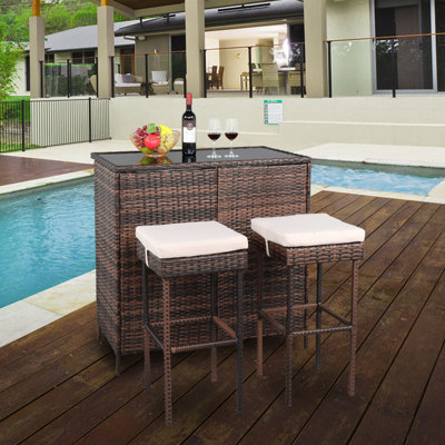Palomares Bar Set with Wicker Outer Material by Sol 72 Outdoor