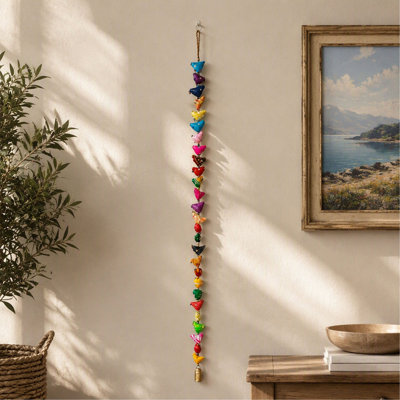 Wall Hanging Decor,Set of 2 Handmade Bell Bird 39" Multicolor Cotton - Wall Hanging Art