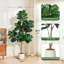 Ensemble de 2 arbres à figuier artificiel 5 pi, 2, 77 feuilles, jardinières blanches