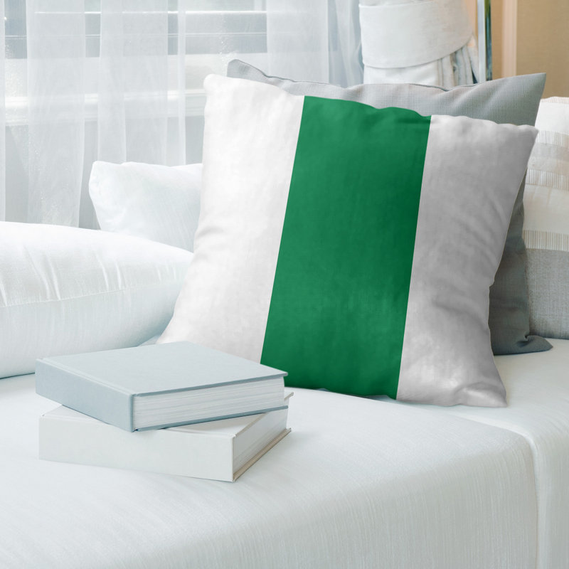 Coussin en lin à rayures Boston basketball, 16 po x 16 po, Vert / or / vert, Polyester/ Bourre en polyester