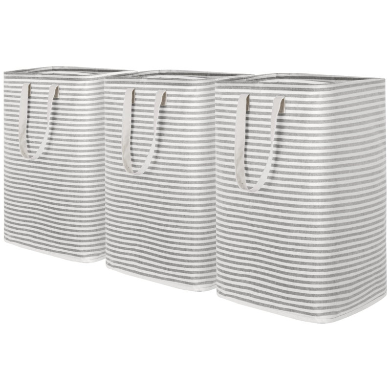 Panier à linge en toile avec poignées, Gris