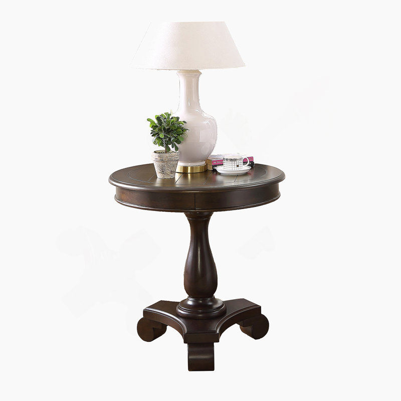 Table d'appoint ronde à piédestal en bois, Espresso