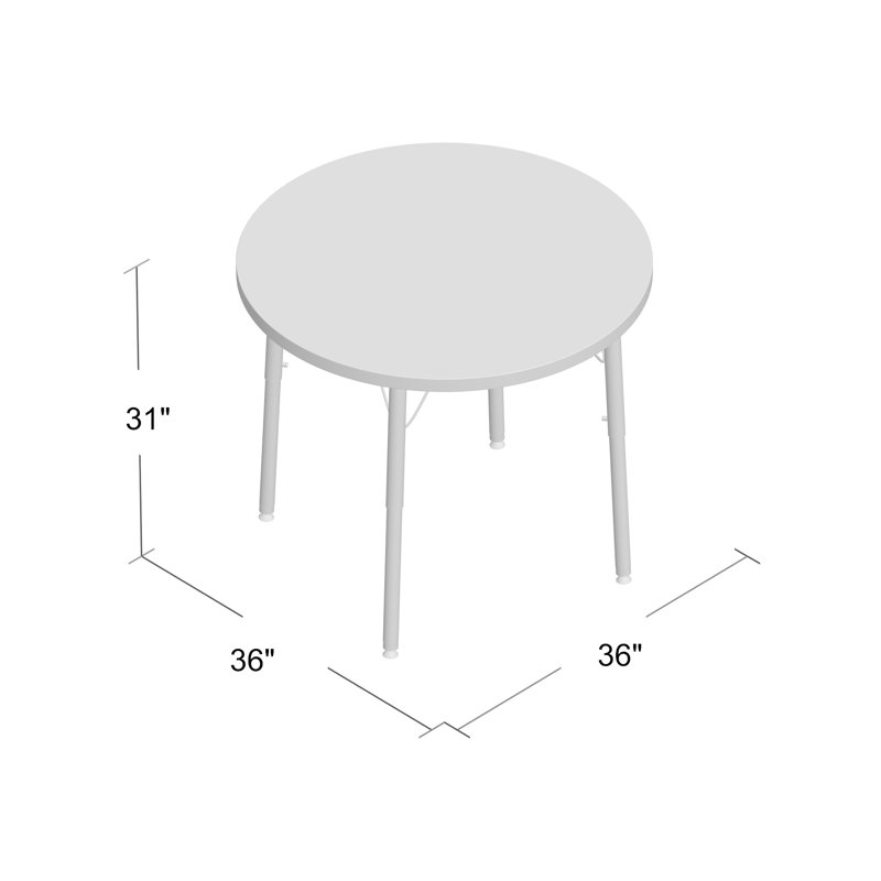 Adjustable Height Round Activity Table with Red Edge