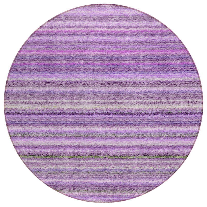 Solomiya Washable Striped Indoor / Outdoor Rug, Round 8'