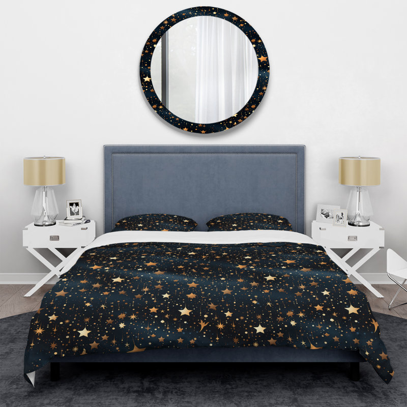 Glamorous Blue Midnight Stars Galaxy - Ensemble de housse de couette abstrait