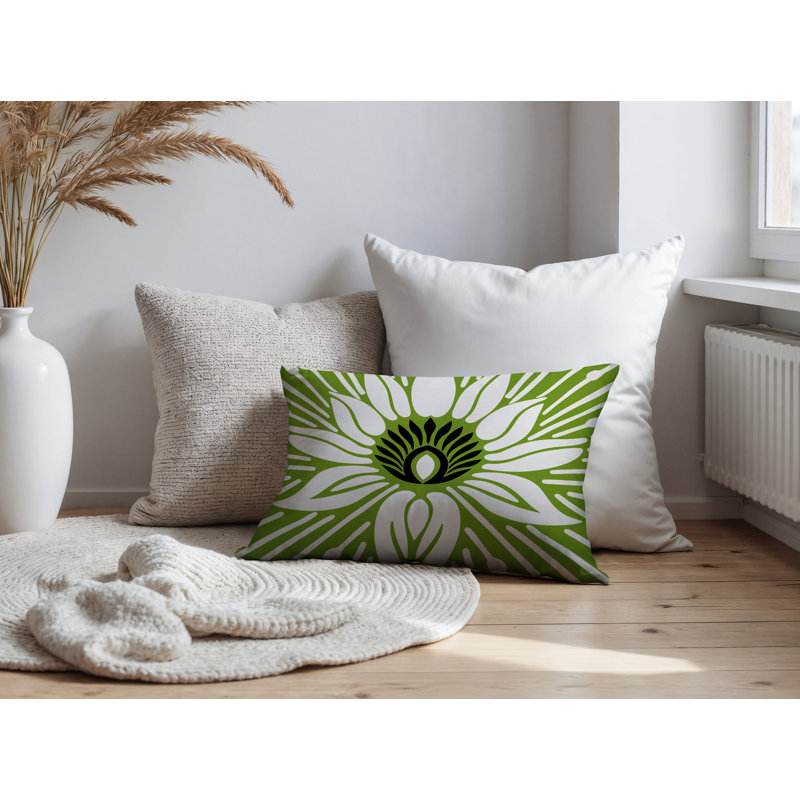 Oreiller rectangulaire réversible intérieur / extérieur Carla, Chartreuse, Rectangle H 18 po x l 25 po