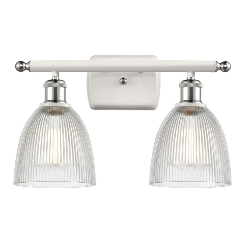 Éclairage pour salle de bain 2 lumières Asdsit, Ampoule incandescente rétro de 60 watts, Blanc, Blanc / chrome poli
