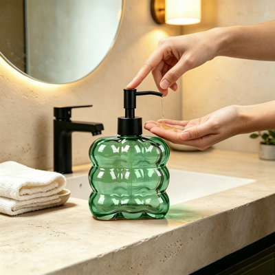 11 oz Bubble‑Textured Soap Dispenser （Green)