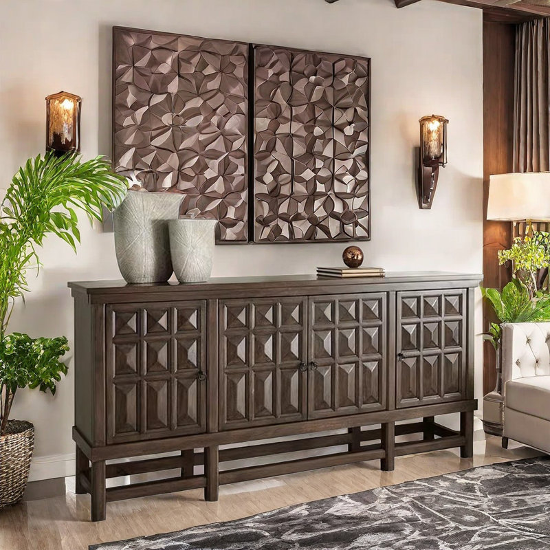 Vintage To Do Old Solid Wood Accent Cabinet 74.8'' Sideboard