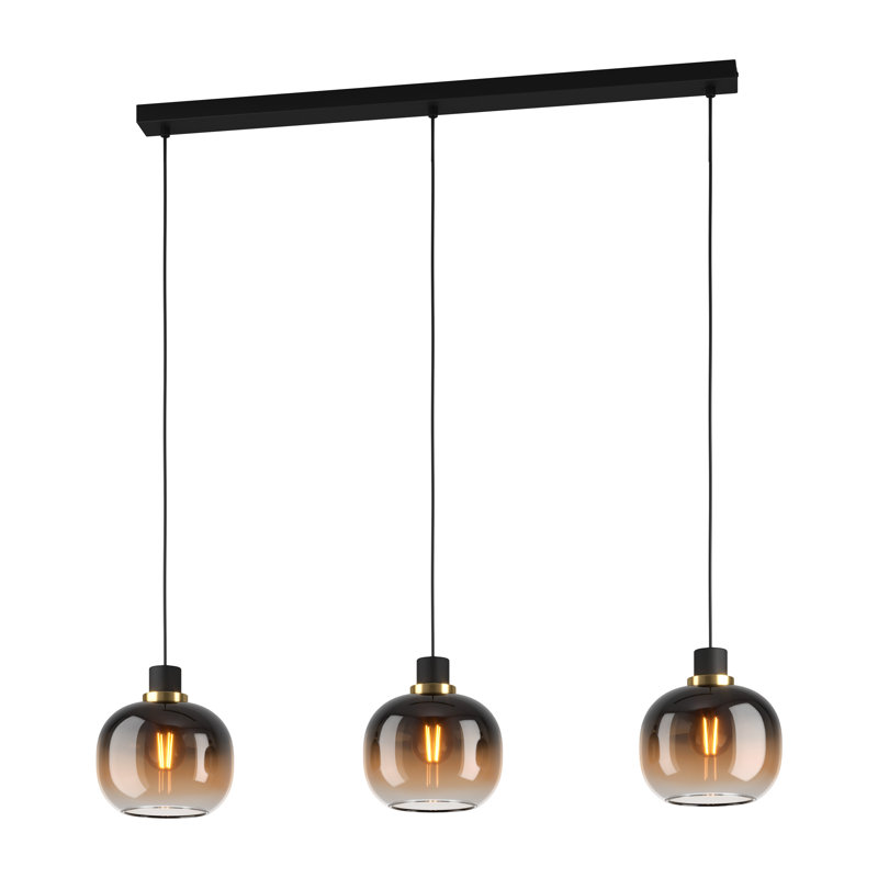 Laurent 3 - Light Kitchen Island Pendant, Black/Brown