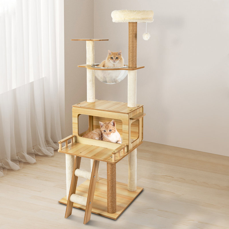 Esmildo 57.9'' H Multi-Level Cat Tree for Kitten Cats Pets