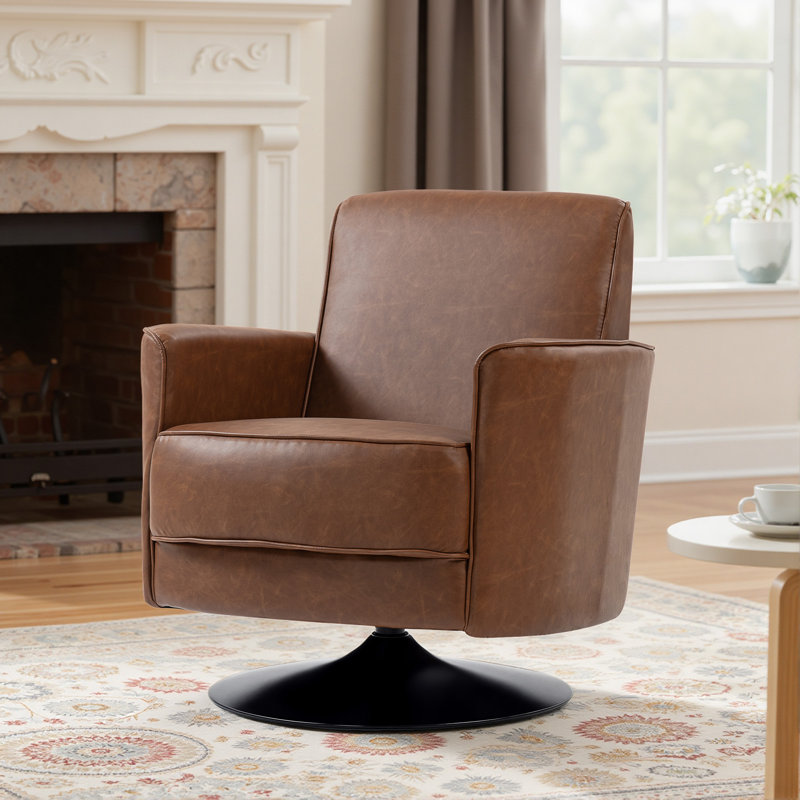 Faux Leather Swivel Armchair