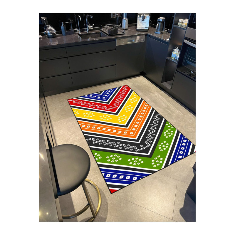 Tapis tissé à motif de croix et lavable, Rectangle 3 pi 3 po x 4 pi 11 po