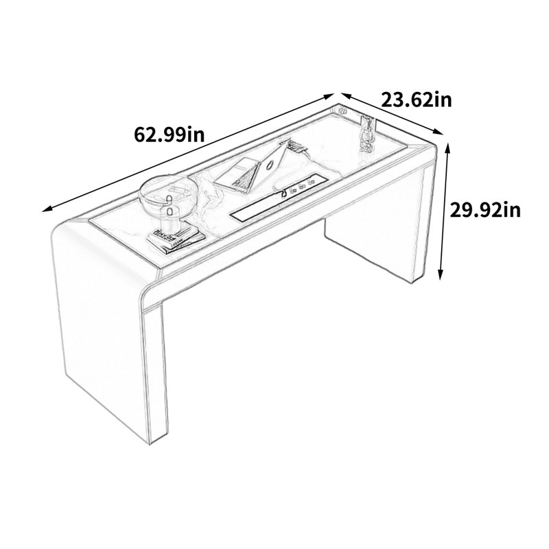 Unique and Stylish Desk, 29.92" H x 62.99" W x 23.62" D